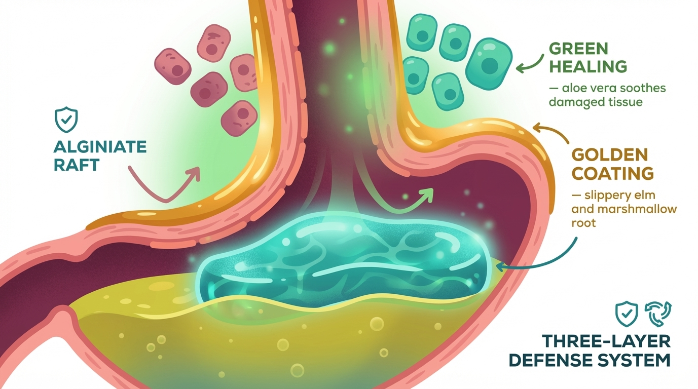 UltraGut three-layer defense system — block, coat, soothe